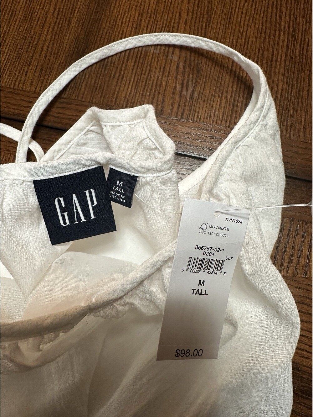 GAP White Sleeves Cotton Dress with Ruffle Hem Size M - Picture 4 of 9